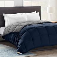 🛏️ navy grey harborest queen size comforter - all-season lightweight duvet insert with 8 corner tabs - down alternative comforter navy duvet insert logo