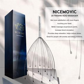 img 3 attached to 🧠 NICEMOVIC 2-Pack Scalp Head Massager with 20-Finger Scalp Head Scratcher for Hair Stimulation and Body Relaxation - Silver + Silver