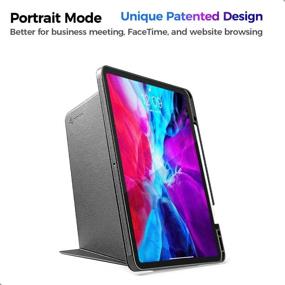 img 2 attached to 📱 tomtoc Vertical Case for iPad Pro 12.9 2018 &amp; 2020, Slim Stand Soft TPU Case with Apple Pencil Holder, Protective Cover with Magnetic Kickstand for Multiple Use Modes, Supports Convenient Wireless Charging for iPad Pencil