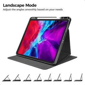 img 1 attached to 📱 tomtoc Vertical Case for iPad Pro 12.9 2018 &amp; 2020, Slim Stand Soft TPU Case with Apple Pencil Holder, Protective Cover with Magnetic Kickstand for Multiple Use Modes, Supports Convenient Wireless Charging for iPad Pencil