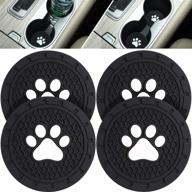 🐾 boao 4 packs paw car coasters - silicone anti slip dog paw coaster mat accessories for cars, trucks, rvs, and more - 2.75 inch (black) logo