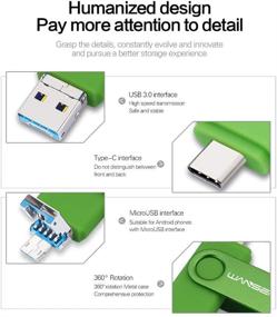 img 3 attached to 📱 WANSENDA 3 в 1 USB 3.0/3.1 Флеш-накопитель Тип-C Тип-А и Micro USB Флеш-накопитель (128 ГБ, Зеленый) - Универсальное Решение для Хранения Данных на Различных Устройствах