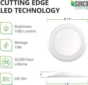 img 3 attached to Sunco Lighting 16 Pack 5/6” LED Disk Lights, Flush Mount Ceiling Light Fixture, Recessed 6000K Daylight Deluxe, 100W Equivalent 15W, 1050LM, Dimmable Low Profile Surface Mount, ETL Certified