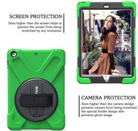 img 1 attached to BRAECN iPad Air 1st Gen Case, Full-Body Rugged Protective Case with 360° Swivel Kickstand, Hand & Shoulder Straps - Green