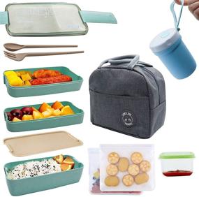 img 4 attached to Koccido Bento Box Lunch Box Kit - 3-in-1 Japanese Compartment Design, Leakproof 3 Layer Lunch Container - Ideal for Kids and Adults