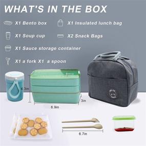 img 3 attached to Koccido Bento Box Lunch Box Kit - 3-in-1 Japanese Compartment Design, Leakproof 3 Layer Lunch Container - Ideal for Kids and Adults