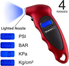 img 3 attached to 🔴 Stalwart Red Digital Tire Air Pressure Gauge: Easy-to-Read LCD Display, Ideal for Cars, Trucks, and Bicycles - Fast & Accurate Readings within 4 Ranges