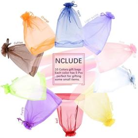 img 2 attached to 🎁 Renashed 50Pcs 8 x 12 Inch Drawstring Organza Gift Bags - Ideal for Jewelry, Parties, Weddings, Festivals, and More!