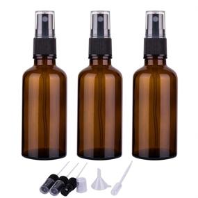 img 4 attached to 💧 Set of 3 Small Empty Amber Glass Spray Bottles for Essential Oils, 2oz Fine Mist Spray