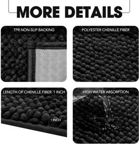 img 2 attached to 🔥 PRETIGO Kitchen Rug Sets - Washable Non-Slip Soft Kitchen Mat Set, Chenille Microfiber Material, Super Absorbent, Ideal for Kitchen Flooring (Black)