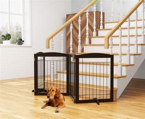 img 1 attached to 🐾 PAWLAND Extra Wide and Tall Dog Gate: Ideal House, Doorway, Stairs, Freestanding Foldable Wire Pet Gate