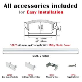 img 3 attached to 🔦 Muzata 10Pack 6.6ft/2M Система U-образного алюминиевого профиля для светодиодных лент с молочно-белым кожухом: улучшите установку ленточного освещения!