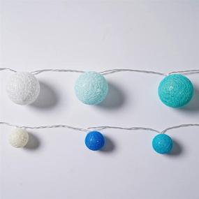 img 2 attached to Cotton Ball String Lights- 10FT 20LED Lake Blue Cotton Ball Fairy Lights，3AA/USB Power Supply