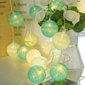 img 4 attached to Cotton Ball String Lights- 10FT 20LED Lake Blue Cotton Ball Fairy Lights，3AA/USB Power Supply