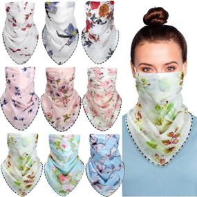 img 4 attached to Women's Silk Neck Scarf Sun Protection 🧣 Bandana: 9-Chiffon Pieces for Outdoors Sports & Festivals