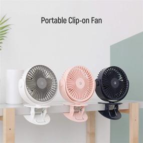 img 3 attached to Gpel Clip-on Fan, USB Clip Desk, Personal, Rechargeable Battery, Table, Powerful 💨 Airflow, Mini, Compact, Desktop, Laptop, 3 Speed Levels Portable Cooling, Timer, Breeze Mode, White