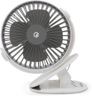gpel clip-on fan, usb clip desk, personal, rechargeable battery, table, powerful 💨 airflow, mini, compact, desktop, laptop, 3 speed levels portable cooling, timer, breeze mode, white logo