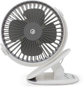 img 4 attached to Gpel Clip-on Fan, USB Clip Desk, Personal, Rechargeable Battery, Table, Powerful 💨 Airflow, Mini, Compact, Desktop, Laptop, 3 Speed Levels Portable Cooling, Timer, Breeze Mode, White