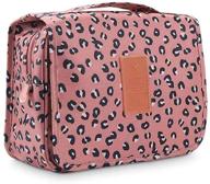 pink leopard toiletry bag: hanging makeup organizer for women - waterproof travel bag with hook for toiletries, kids & cosmetics logo