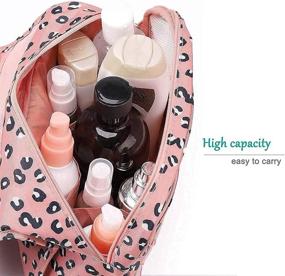 img 1 attached to Pink Leopard Toiletry Bag: Hanging Makeup Organizer for Women - Waterproof Travel Bag with Hook for Toiletries, Kids & Cosmetics