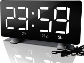 img 3 attached to ⏰ Bedroom Digital Alarm Clock with USB Charging Port - Dual Alarms, Auto Dimmer, 4 Brightness Levels, Large 6.7'' LED Display & 4 Brightness Modes