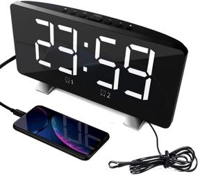 img 4 attached to ⏰ Bedroom Digital Alarm Clock with USB Charging Port - Dual Alarms, Auto Dimmer, 4 Brightness Levels, Large 6.7'' LED Display & 4 Brightness Modes