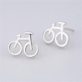 img 1 attached to Stylish Small Silver Bicycle Stud Earrings for Women Girls | Hypoallergenic Post Studs | Cute & Dainty Bike Jewelry by ONLYJUMP