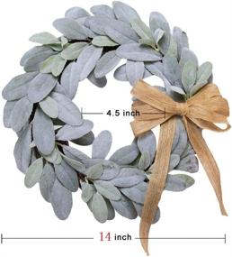 img 2 attached to 🎀 Lambs Ear Artificial Wreath with Bow - Farmhouse Faux Flocked Garland on Natural Grapevine Base for Indoor and Front Door Decor (14 inch) by GiftYou