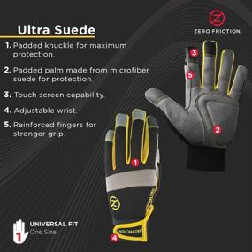 img 1 attached to Zero Friction Universal Fit Gloves Yellow