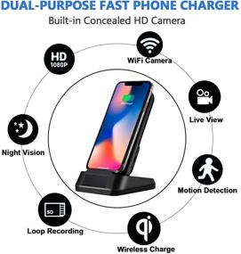 img 3 attached to 📷 Cazoyol Hidden Spy Camera - Wireless Phone Charger with 1080P WiFi, Motion Detection and Night Vision: Monitor Indoor Safety and Record with Micro SD