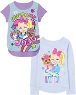 shop the nickleodeon jojo siwa clothes 2-pack: long & short sleeve unicorn tees for girls logo