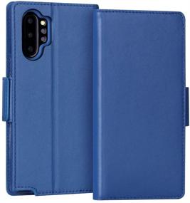 img 4 attached to FYY Samsung Galaxy Note 10 Plus Case/Galaxy Note 10 Plus 5G Case Luxury Cowhide Genuine Leather [RFID Blocking] Wallet Case With Kickstand And Card Slots For Galaxy Note 10 Plus/Note 10 Plus 5G Navy