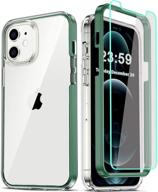 coolqo iphone 12 / iphone 12 pro case 6.1 inch with 2 tempered glass screen protectors – clear 360 full body silicone protective shockproof phone cover (green) logo