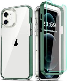 img 4 attached to COOLQO iPhone 12 / iPhone 12 Pro Case 6.1 Inch with 2 Tempered Glass Screen Protectors – Clear 360 Full Body Silicone Protective Shockproof Phone Cover (Green)