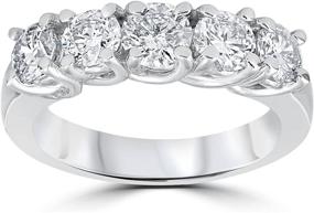 img 4 attached to Exquisite 1 1/2ct Diamond Wedding Anniversary Band in 14k White Gold - Spectacular Ring