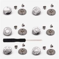 focushop 6 styles 12 sets metal button repair kit - nailless, removable, no sewing - combo thread rivets & screwdrivers for jeans, pants, jackets (silver) logo