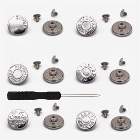 img 4 attached to Focushop 6 Styles 12 Sets Metal Button Repair Kit - Nailless, Removable, No Sewing - Combo Thread Rivets & Screwdrivers for Jeans, Pants, Jackets (Silver)