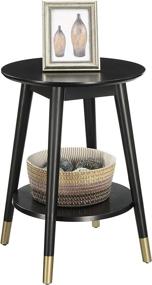 img 3 attached to 🔘 Convenience Concepts Wilson Mid Century Round End Table: Sleek Black Design with Added Shelf