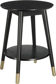 img 2 attached to 🔘 Convenience Concepts Wilson Mid Century Round End Table: Sleek Black Design with Added Shelf