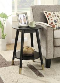 img 4 attached to 🔘 Convenience Concepts Wilson Mid Century Round End Table: Sleek Black Design with Added Shelf