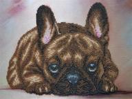 french bulldog bead embroidery needlepoint tapestry kit: cross stitch pet lover diy gift idea with beaded stitching and broderie perlee logo