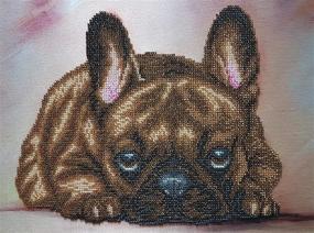 img 4 attached to French Bulldog Bead Embroidery Needlepoint Tapestry Kit: Cross Stitch Pet Lover DIY Gift Idea with Beaded Stitching and Broderie Perlee