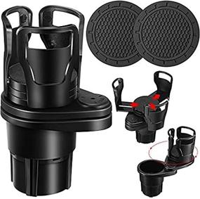 img 2 attached to Universal Car Cup Holder Set - 2-in-1 Multifunctional Cup Holder 🚗 & Coaster with Extendable Adapter, 360° Rotatable Base - Matt Black Finish