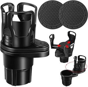 img 1 attached to Universal Car Cup Holder Set - 2-in-1 Multifunctional Cup Holder 🚗 & Coaster with Extendable Adapter, 360° Rotatable Base - Matt Black Finish