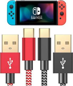 img 4 attached to 🔌 2 Pack 6FT Nylon Braided USB C to USB A Type C Fast Charging Cord for NS Switch, Switch Lite, and Switch OLED - Ideal for Pro Controller, Samsung Galaxy S10 S9 S8 Note 9, Pixel, OnePlus - Charger Cable for Enhanced Performance
