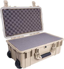 img 3 attached to Condition 1 22 inch Waterproof Rollable Hard Case with Foam, Wheels and Handle - Tan
