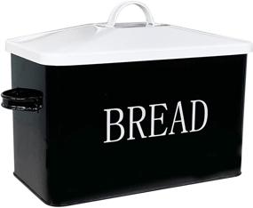 img 4 attached to 🏡 Farmhouse Style Metal Bread Box - Vintage Countertop Bread Bin for Kitchen - Extra Large Space-Saving Storage Container - Black/Silver Letters