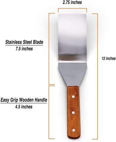 img 2 attached to Ifavor123 Stainless Steel BBQ Grill Spatula - 7/12-Inch Square End Spatula with Wooden Handle (1)