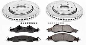 img 1 attached to 🔥 Комплект передних тормозных колодок Power Stop K4682 Front Z23 из углеродного волокна с перфорированными и нарезанными тормозными дисками