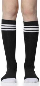 img 1 attached to 🧦 JuDanzy Knee High Boys or Girls Stripe Tube Socks Set of 3 for Soccer, Basketball, Uniform and Everyday Wear